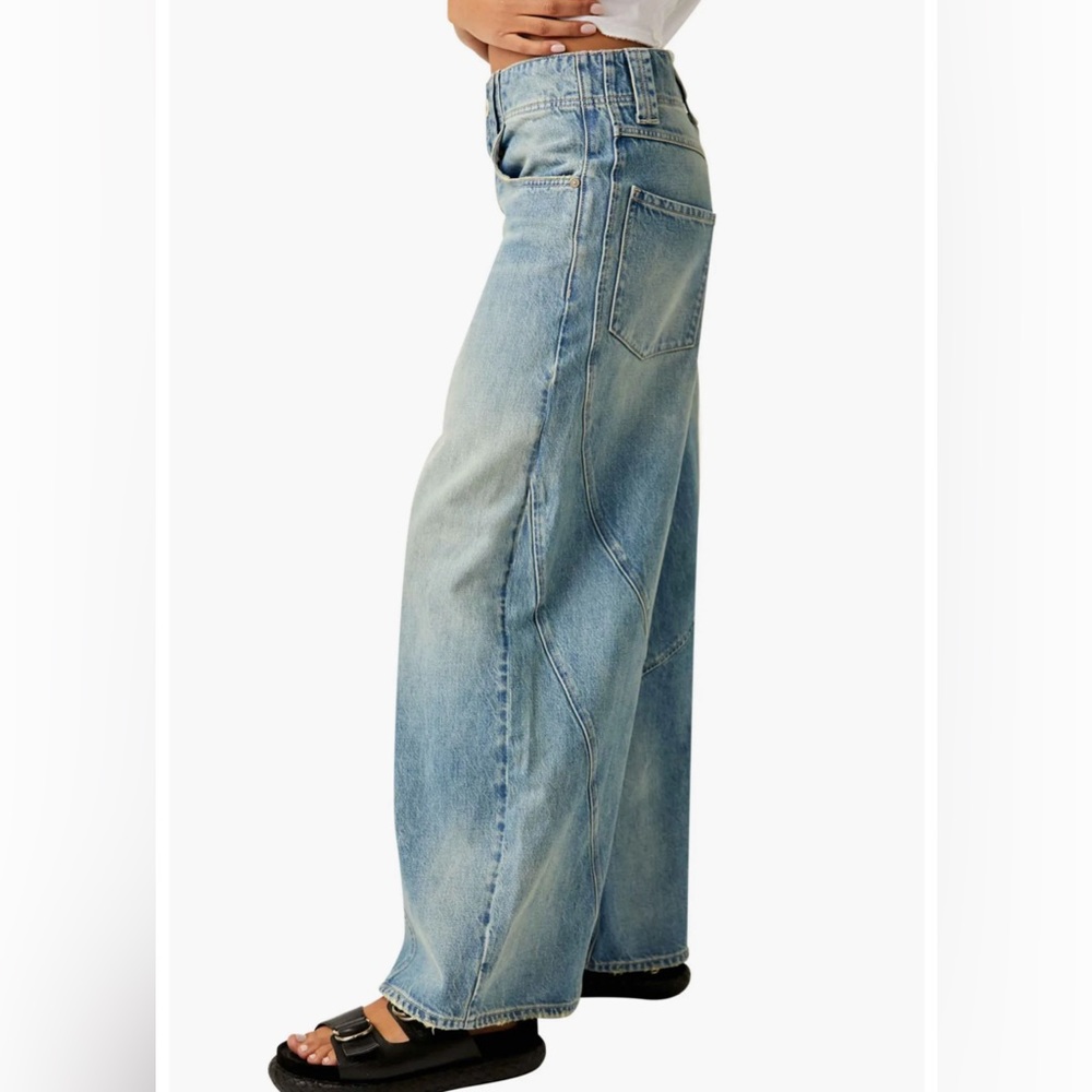 Free People “WE THE FREE” Chill Vibes Wide Leg Jeans | Harley Blue | Size 25